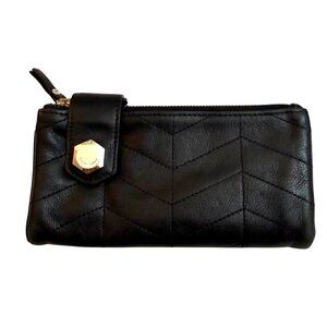 Hayden Harnett Women's Clutch Purse Wallet Black Quilted Leather Card Holder